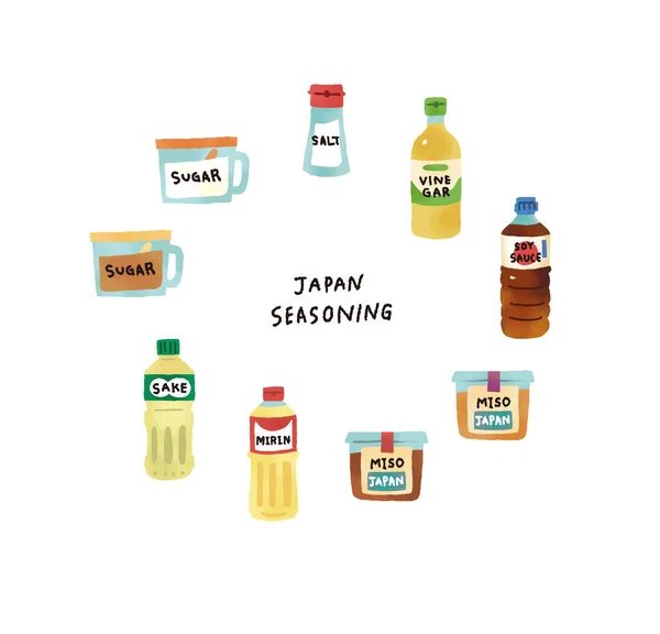 Casual Touch Japanese Cooking Seasoning Illustration Set