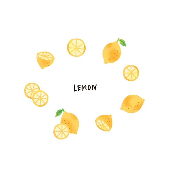 Günlük Dokunuş Suluboya Limon Çizim Seti — Stok fotoğraf