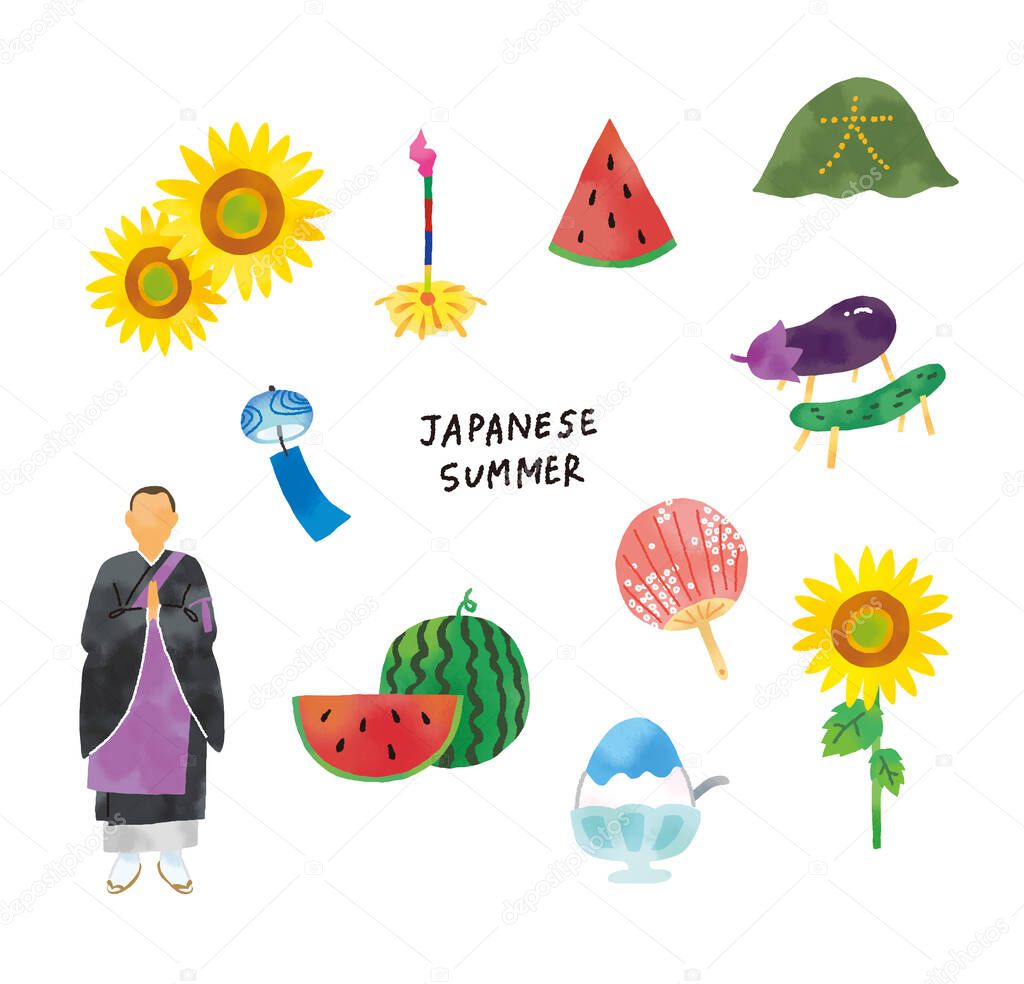 Casual Touch Summer Seasonal Icons Illustration Set