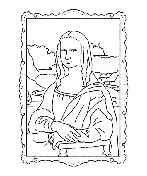 Einfache Linienillustration Der Mona Lisa — Stockfoto