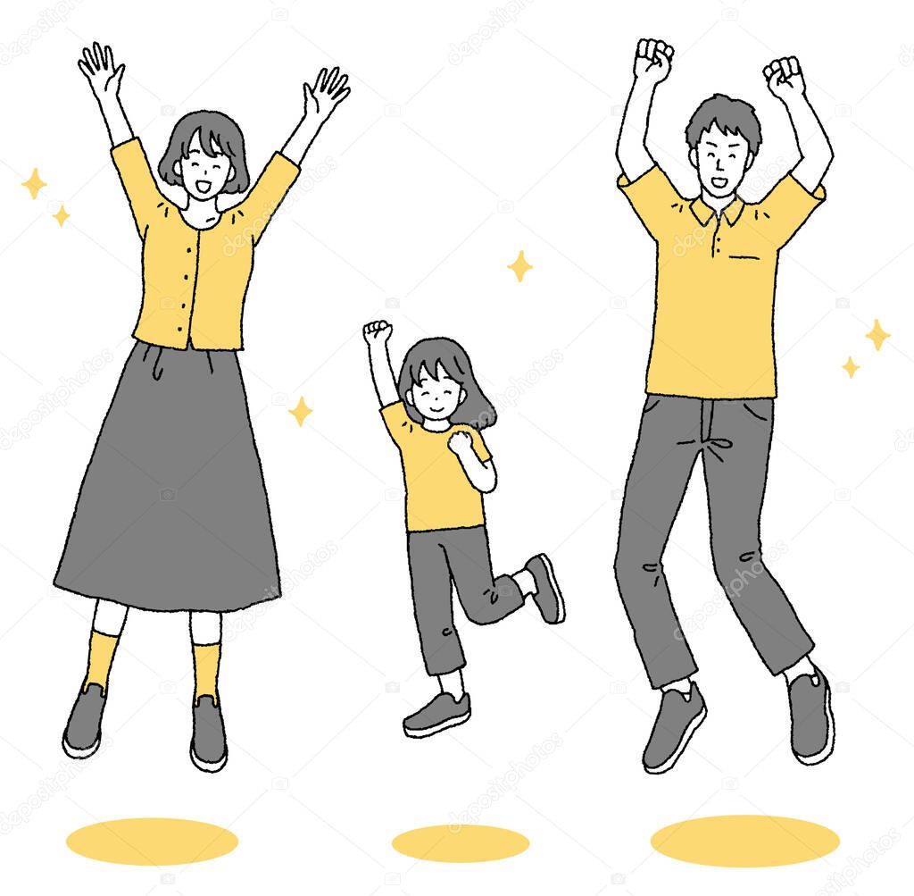 Illustration of a Jumping Family