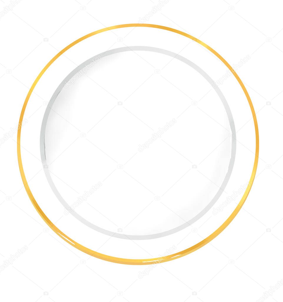 Illustration of a simple white plate with a gold rim