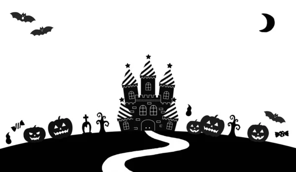 Castelo Abóbora Silhueta Halloween Illustration Set — Fotografia de Stock
