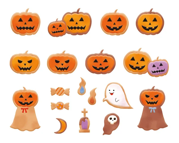 Illustrations Set Für Halloween Motiv Zuckerguss Plätzchen — Stockfoto