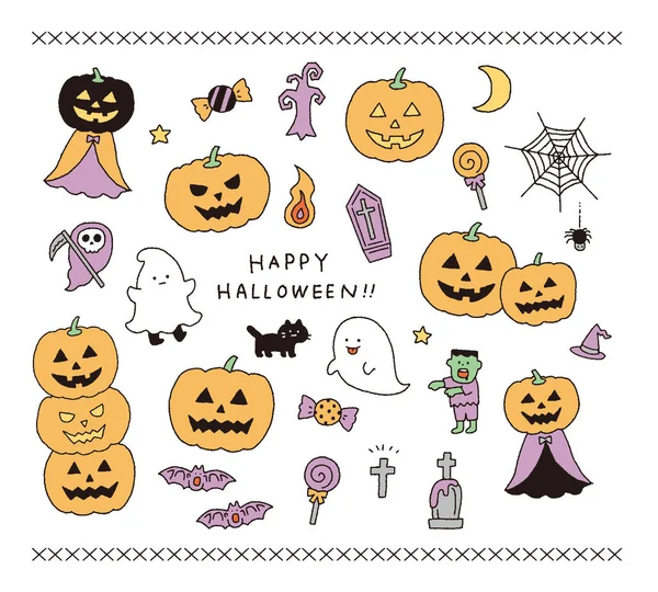 Mignon Jeu Illustration Avec Des Motifs Halloween — Image vectorielle