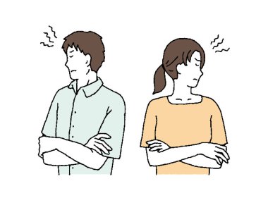 Kavga eden bir çiftin Basit Dokunuş Çizimi