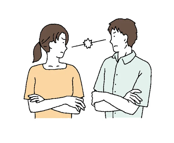 Simple Touch Illustration Quarreling Couple — Stock Vector