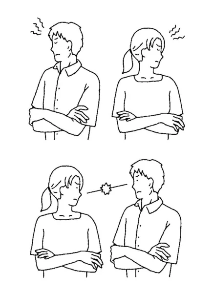 Simple Touch Illustration Couple Conflit — Image vectorielle