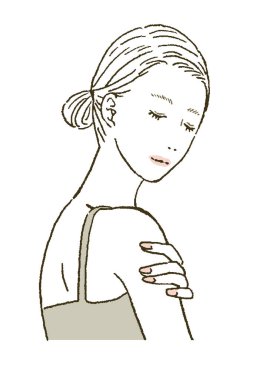 Cildine bakan bir kadının tasviri.