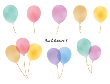 Suluboya dokunuşlu basit ve şirin bir balon tasviri