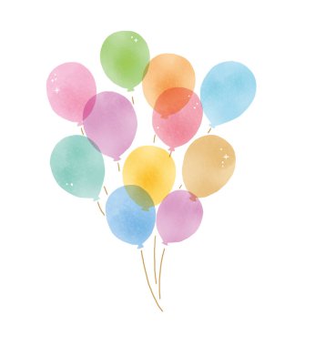 Suluboya dokunuşlu basit ve şirin bir balon tasviri