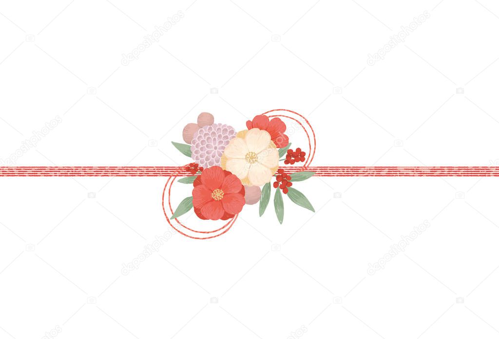 Illustration of a gorgeous Japanese floral mizuhiki
