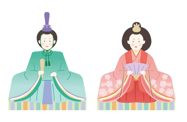 Hina Matsuri 단순하고 귀여운 장식품의 — 스톡 벡터