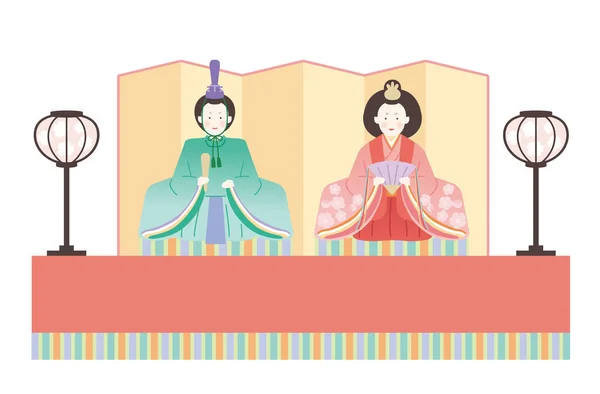 Hina Matsuri Illusztráció Egy Egyszerű Aranyos Egyrétegű Hina Díszek — Stock Vector