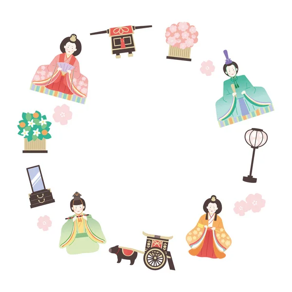 Hina Matsuri Illusztráció Egyszerű Aranyos Hina Díszek — Stock Vector