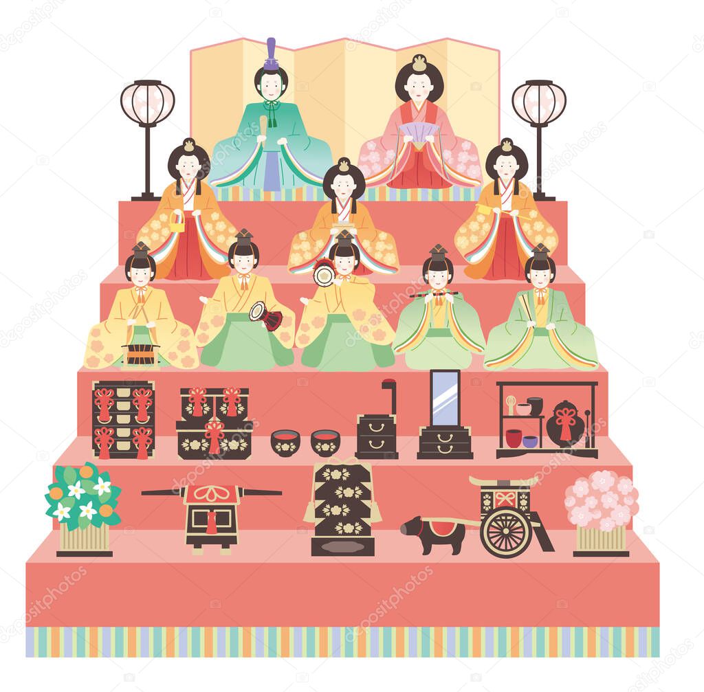 Hina Matsuri - Illustration of simple and cute hina ornaments
