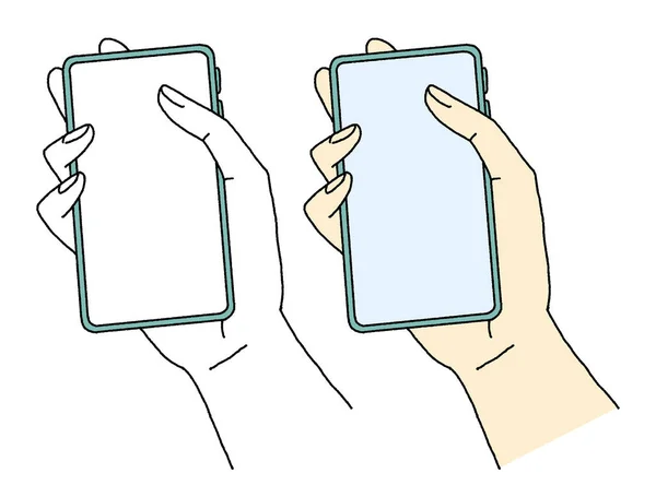 タッチだけでスマホを持った手のイラスト — ストックベクタ