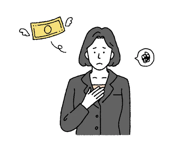 Simple Touch Illustratie Van Een Jonge Zakenvrouw Die Zonder Geld — Stockvector
