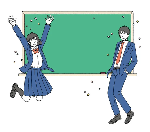 学生や黒板の簡単なタッチイラスト — ストックベクタ