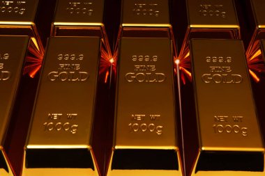 Yatırım ve ticaret için altın. Yatırımda altın külçesi. Altın rezervi külçeleri. Lüks altın külçe