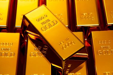 Altın ve bankacılık kavramları. Altın rezervi külçeleri. Altın bar stüdyo geçmişi. Metal altın desen