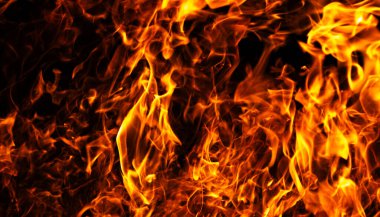 Ateşli arka planı ateşle. Alev alev yanan alevler. Ateş yoğun yanan enerji. Ateş dramatik ısı dokusu