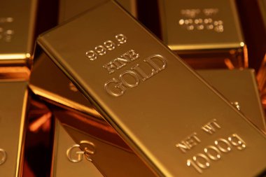 Altın rezervi külçeleri. Altın bar stüdyo geçmişi. Lüks altın külçeleri. Metal altın desen