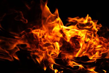 Yangın arka planı. Yanan enerji kavramı. Yoğun ateş hareketi. Yangın dramatik ışık efekti