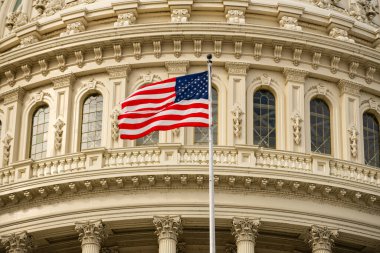 Başkent Amerikan bayrağı Washington DC bulutları. Amerikan bayrağı demokrasisi. Amerikan bayrak seçim yasası. Amerikan bayrağı ulusal otorite