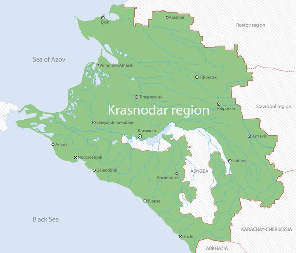 Detailed map of Krasnodar Region, Russia — Stock Image Detailed map of Krasnodar Region, Russia Stock Picture