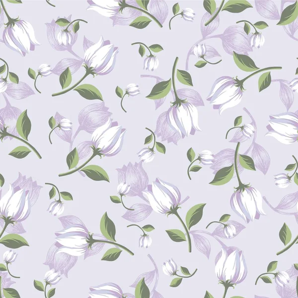 Douce Fleur Tulipe Blanche Motif Sans Couture — Image vectorielle