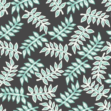 Fern Leaves Night Garden hakkında Vektör Grafiksiz Desen Arkaplan ve Giysi Tasarımı için kullanılabilir