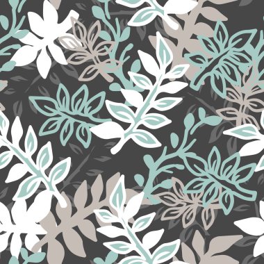 Soyut Fern Leaves Garden Vector Illustration Batik Pürüzsüz Desen Arkaplan ve Giysi Tasarımı için kullanılabilir