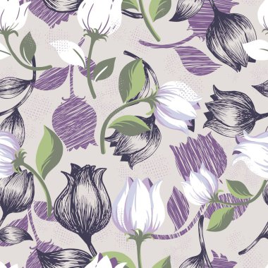 Soyut Güzel Lale Vektör Çizimi Kusursuz Desen