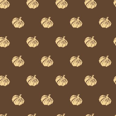 Sarımsak Vektör Görünümlü Şekilsiz Desen ampulü arkaplan ve giyim tasarımı için kullanılabilir