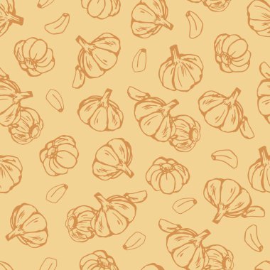 Soyut Lezzetli Sarımsak Baharat Vektörü Grafik Kusursuz Desen