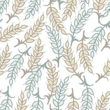 Buğday Vektörü Grafik Tasarımı ve arkaplan ve giyim tasarımı için Retro Food Pürüzsüz Deseni kullanılabilir