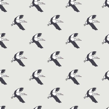 Uçan Beyaz Leylek Vektör Çizgi Filmi ile Kusursuz Desen arkaplan ve giysi tasarımı için kullanılabilir
