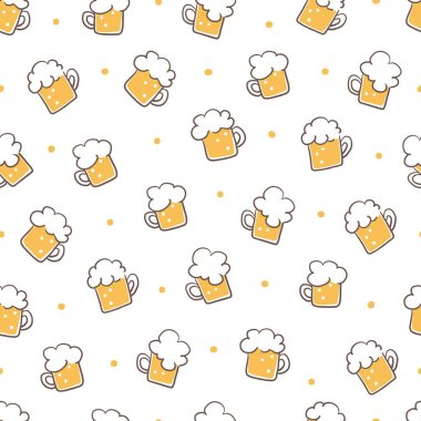 Tatlı Bira Cam Vektör Çizgi Filmi Grafiksiz Desen Arkaplan ve Görünüm Tasarımı için kullanılabilir