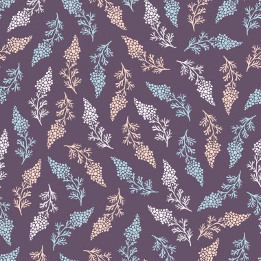 Tatlı Mor Çiçek Vektörü Grafik Sanatı Silüeti Kusursuz Desen Arkaplan ve Giysi Tasarımı için kullanılabilir