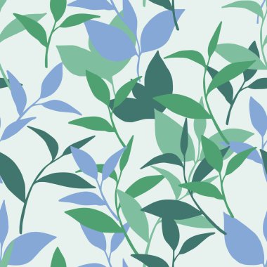 Sabah Bahar Bitkisi Yaprakları Vektör Resmedilmesi Kusursuz Desen Arkaplan ve Giysi Tasarımı için kullanılabilir
