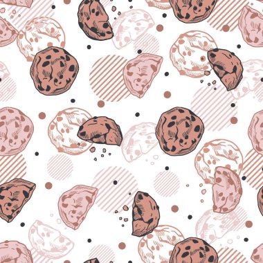Delicious Party with Chocolate Cookies Vector Graphic Seamless Pattern can be use for background and apparel design