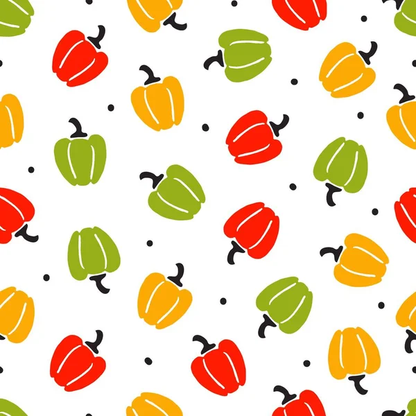 Colorful Abstract Bell Peppers Vector Vegetables Seamless Pattern Can Use — Vector de stock