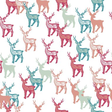 Geyik vektör grafik sanatının renkli soyut sürüsü arka plan ve giyim tasarımı için kullanılabilir.