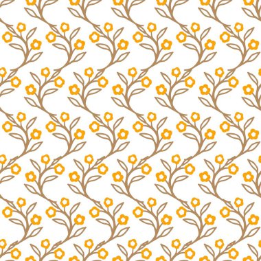 Çiçek Dalı Vektör Silüeti ile dekorasyon deseni arkaplan ve giysi tasarımı için kullanılabilir