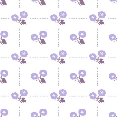 Retro Morning Glory Flower Düz Vektör Deseni Kusursuz Desen arkaplan ve giyim tasarımı için kullanılabilir