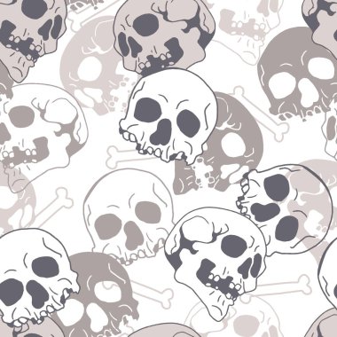 Kırık İnsan Kafatası Vektörü Grafiksel Cadılar Bayramı Kusursuz Deseni arkaplan ve giysi tasarımı için kullanılabilir