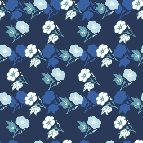 추상적 글로리 Flower Vector Silhouette Art Seamless Pattern 디자인에 수있습니다 — 스톡 벡터