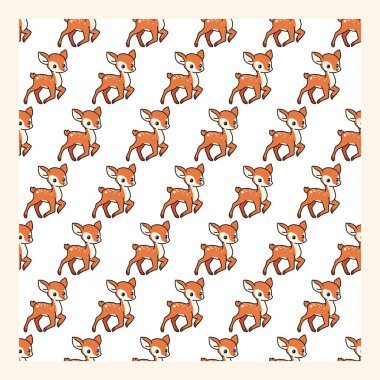 Küçük Geyik Yürüyüşü Bebek Tasarımı İçin Kusursuz Desen. Çocuk ürünleri, kreş tasarımları, kumaşlar, duvar kağıtları, hediye paketi, orman temaları ve Noel 'le ilgili sanat eserleri için mükemmel..