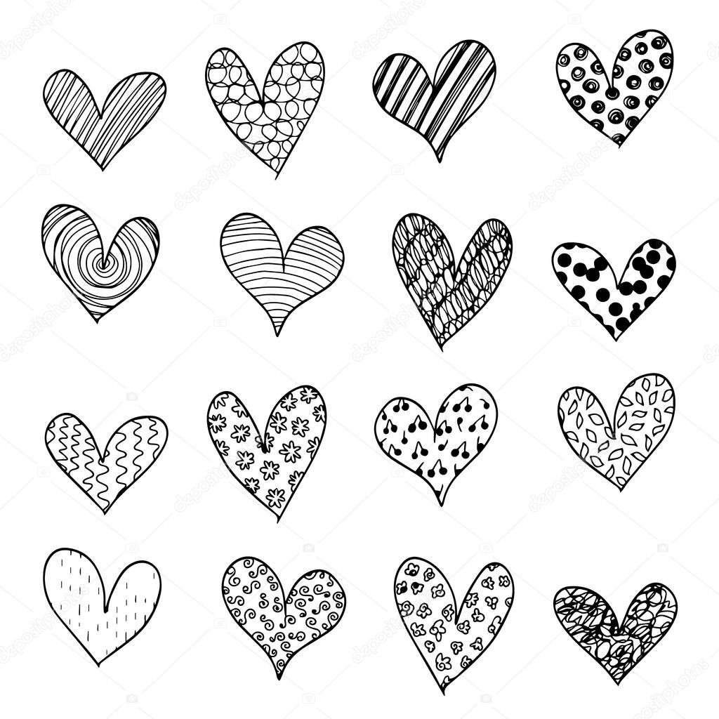 Vector illustration Funny graphic hearts for St.Valentines day